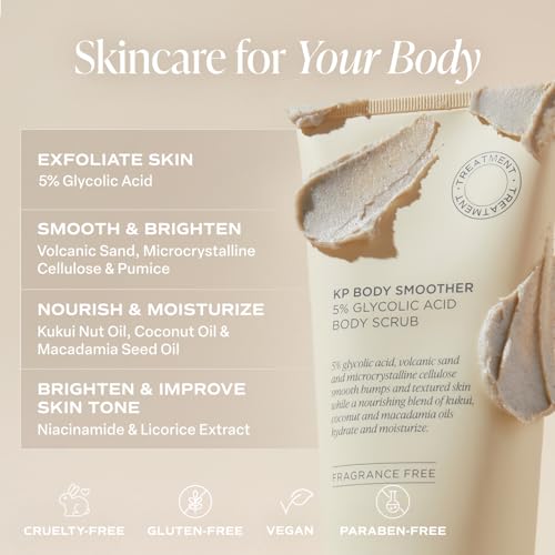 Saltair KP Body Scrub. 5% Glycolic Acid Treatment with Volcanic Sand and Plant Moisturizers. Fragrance-Free Physical Chemical Exfoliator. Exfoliating Body Scrubber for Rough Bumpy Skin, 10oz. - style: 5% Glycolic Acid Strength