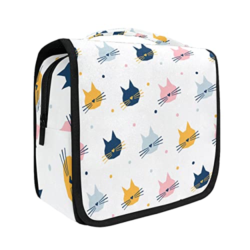 senya Hanging Travel Toiletry Bag Kit Makeup Case Cosmetics Organizer for Men Women - color: Childish Cat Graphic Cover