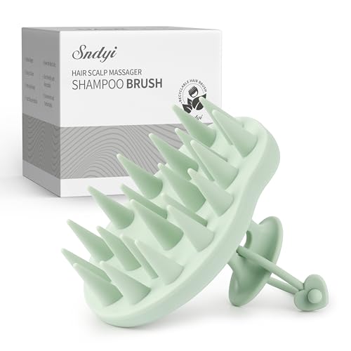 Sndyi Silicone Scalp Massager Hair Growth, Scalp Scrubber with Soft Silicone Bristles, Scalp Exfoliator for Dandruff Removal, Large Size Shampoo Brush, Wet Dry Scalp Brush for Long Thick Curly Hair - color: Mint Green