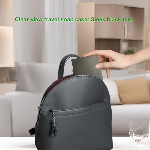 Square Soap Dishes Holder for Shower Travel Soap Container with Lid Lightweight Waterproof Soap Box for Dr. Squatch Men's Soap Bar for Traveling Toiletry Gym Bathroom (Transparent black) - color: Transparent black