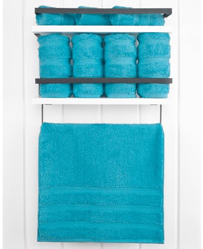 American Soft Linen 100% Cotton Luxury Turkish Towels, 4 PC Hand Towel Set | Soft Absorbent Quick Dry OEKO Tex Standard 100 Certificated Durable Machine Washable Breathable Premium Hotel Quality - color: Aqua Blue, size: 4 PC (16"x28")