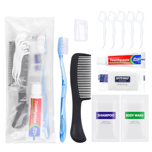 25 Sets Personal Hygiene Kit Basic Toiletry Kits Homeless Supplies Bulk for Travel,Charity,Business Include 25 Toothbrush,25 Toothpaste,25 Comb,25 Bath Soap, 25 Shampoo,25 Body Wash, 125 Floss Picks - size: Pack of 25