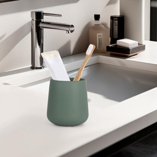 INGOFIN Ceramic Toothbrush Holder, 12 oz Bathroom Toothbrush Holder Ceramic Holder for Toothbrush, Toothpaste Holder and Cup, Matte Green - color: Matte Green