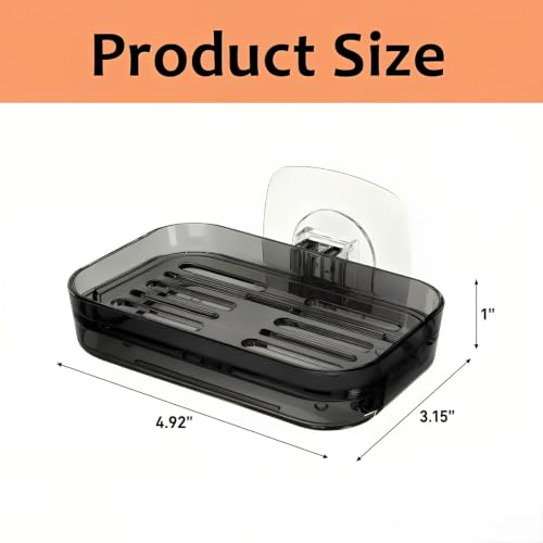 Soap Dish for Shower Transparent Gray Soap Holder with Self-Draining Design No Drilling Required Strong Fixation for RV Bathroom and Kitchen Easy to Clean and Space Saving（1 Pack） - color: Clear Gray