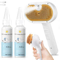 Pet Steam Brush for Dog & Cat – 3-in-1 Spray Hair Removal Comb for Shedding & Grooming, Softens Fur & Reduces Static – Water Brush for Long & Short Coats, Bath-Hating Pets, Includes Waterless Shampoo - size: 7.8"-240ML