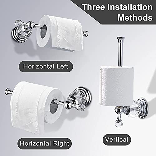 BATHSIR Crystal Toilet Paper Holder, SilverToilet Roll Holder Modern Bathroom Accessories Zinc Alloy Tissue Hanger Wall Mounted