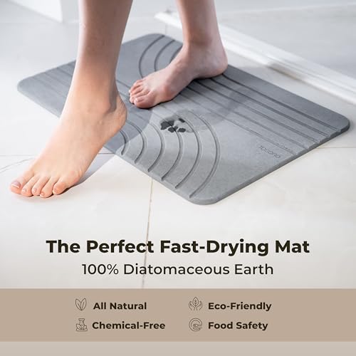 TOSORO - Stone Bath Mat Diatomaceous Earth Shower Mat Non-Slip Super Absorbent Diatomite Stone Bath Mats for Bathroom Floor Quick Drying Natural Easy to Clean (23.5 x 15) - Graphite, 2pcs - color: Flow Graphite, size: Pack of 2