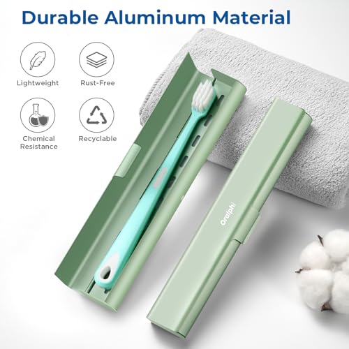 Aluminum Toothbrush Travel Case, Portable Travel Toothbrush Holder, Durable Manual Toothbrush Box Container for Traveling, Bathroom, Camping, Business Trip-Green - color: Green, size: 1 Pack (Standard)
