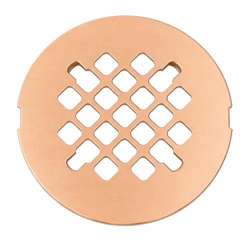 4 ¼” Rose Gold Snap-in Shower Drain Cover - Replacement - 4.25" OD Polished Strainer - Easy Install - Premium Round Shower Drain Cover - Solid Brass Construction - color: Rose Gold