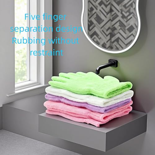 4 Pairs Exfoliating Bath Gloves, Nylon Double Sided Exfoliating Gloves for Beauty, Spa, Massage, Skin Shower, Body Scrubber Bathing Accessories