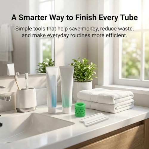 Toothpaste Refill Adapter & Toothpaste Tube Squeezer Combo Pack – Reusable Toothpaste Tube Connector Transfers Remaining Toothpaste Between Tubes – Reduce Waste, Save Money & Get Every Last Drop