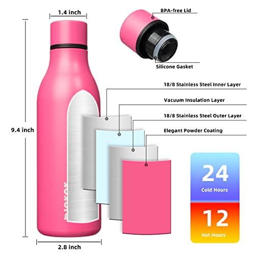 BJPKPK Insulated Water Bottles, 18 oz Stainless Steel Metal Water Bottle with Strap, BPA Free Leak Proof Jugs, Mugs, Flasks, Reusable Thermal Flasks for Sports & Travel, Pink - color: Pink, size: 18 Ounces, style: 18oz