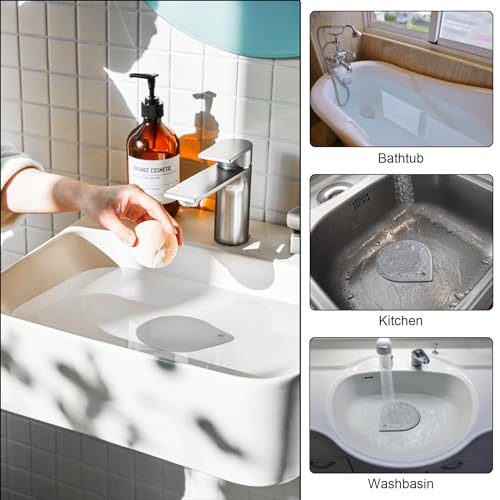 Bathtub Stopper, Universal Silicone Tub Drain Stopper, 6 Inches Extra Large Bathtub Drain Stopper Bath Plug for Kitchen Bathroom Bathtub Sink Drains (2 Pcs, White Grey)