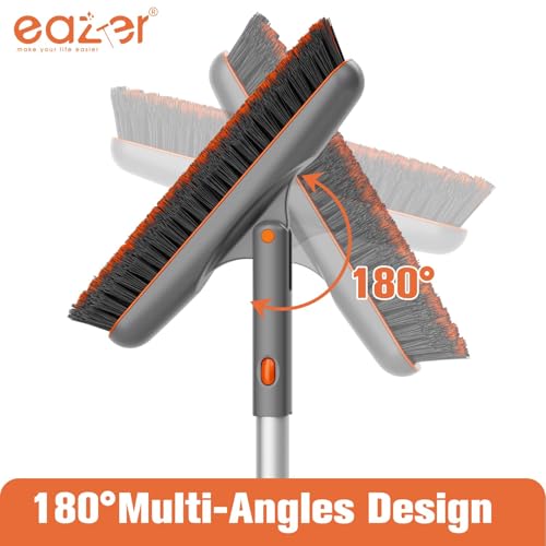 Eazer Grout Brush with Long Handle, 180°Rotation Tile Grout Cleaning Brush, V-Shape Shower Scrubber Cleaner, Stiff Bristle for Cleaning Bathroom Tile Floors - 53in