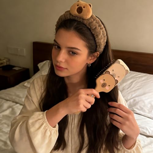 Cute Capybara Hairbrush and Headband Set, Include 1Pcs Capybara Hair Brush,1Pcs Capybara Hairbands,2Pcs Hair accessory,for Women Gift.