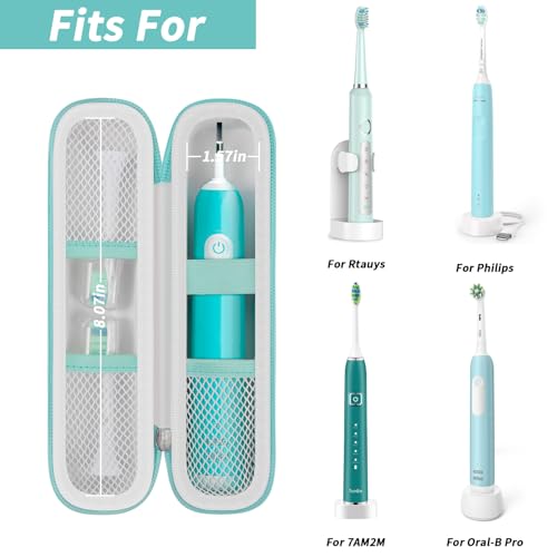 Comecase Electric Toothbrush Case with Pouch for Oral-B&Sonicare | Compact Hard EVA Toothbrush Case for Brush Heads, Cables and Small Travel items, Wipe-Clean Lining and Carabiner, White - color: White, size: Compact Size