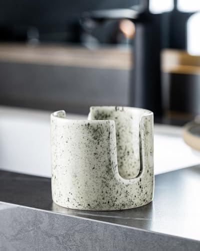 Zoeeker Kitchen Sink Sponge Holder, Dish Sponge Rack Ceramic Brush Holder Farmhouse Kitchen Dish Rack for Brush, Scrubbers, Bathroom, Sink, Speckled Glaze - color: Speckled Glaze, size: Cylindrical