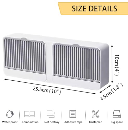 Soap Holder with Hooks, 2-in-1 Wall Mounted Soap Dish, No Drilling Soap Bar Holder with Self Draining to Keep Soap Bars Dry, Suit for Shower, Bathroom and Kitchen(Gray) - color: Gray