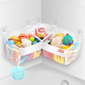 UNEEDE Bath Toy Storage - 3 Compartment Corner Bath Toy Storage Organizer, 4 Gallons Quick-Drying Bath Toy Holder, Machine-Washable Bathtub Toy Storage for Classify Toys & Bath Supplies