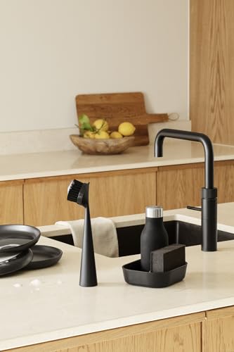 EVA SOLO | Dishwashing Set | Soap Dish, Liquid Soap Dispenser, Dish Brush & Sponge | Dish Washing Accessories | Black