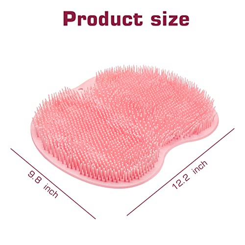 Shower Foot Scrubber Mat Back Washer Back Exfoliating Bath Wash Pad Wall Mounted Slip Suction Cups Foot Scrubber for Use in Shower Cups Foot Cleaner for Men and Women - color: Pink