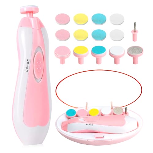 Qunlions life Baby Nail Trimmer Electric-6 in 1 Baby Nail File Clippers Infant Grooming Kit Manicure Set for Toddler or Adults, Pink - color: Pink