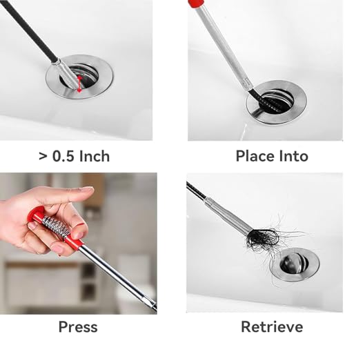 78 Inch Drain Snake Clog Remover, Flexible Grabber Tool with Strong 4-Claw, for Sink, Shower, Bathtub, Toilet & Kitchen - style: 78 IN