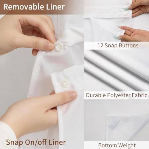 No Hook Shower Curtain with Snap in Liner Set FYZZ00003 - color: Brown Watercolor Botanical