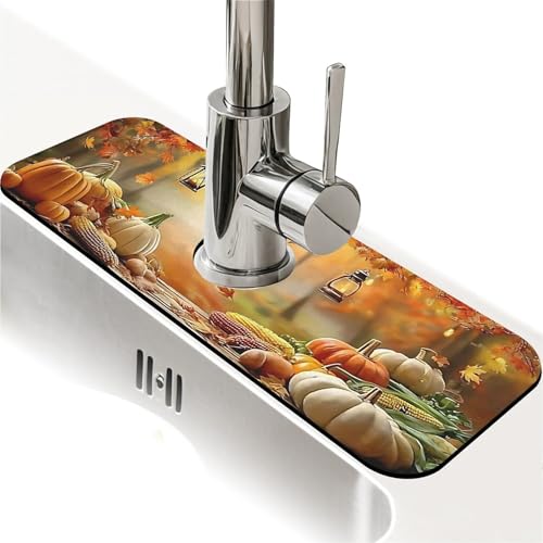 Faucet Fast Absorbent Pad - Autumn Harvest Pumpkin Lantern , Suitable For Kitchen, Bathroom, Island And Other Scenes - color: Autumn Harvest Pumpkin Lantern