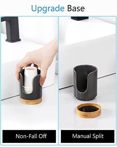 Ceramic Bathroom Cups Dispenser - 3 oz Disposable Paper & Plastic Bathroom Cups Holder - Mouthwash Cups Dispenser for Bathroom, Guest Toiletries, Countertop, Coffee - BPA Free (2 Pack) - color: Grey, size: Set/2