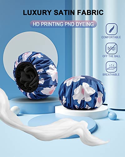 YIZIJIZI Terry Lined Shower Cap,Triple Layer Large Cap for Women,Shower Cap Reusable Waterproof,Long Thick Hair(Blue) - color: Blue