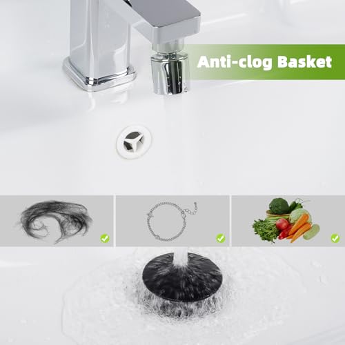 Universal Bathroom Sink Drain Stopper Strainer, Big Cover, Matte Black | 2 in 1 Pop Up Sink Stopper for 1.1''~2.36'' Sink Basin Hole, Hair Catcher with Removable Stainless Steel Filter Basket - color: Matte Black