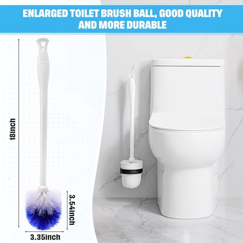 Reallnaive 24 Pcs 18 Inch Toilet Brush Toilet Bowl Cleaner Brush Bathroom Long Plastic Handled Cleaning Scrubber with Hook Hole for Household Bathroom Cleaning Supplies (Round Handle) - style: Round Handle