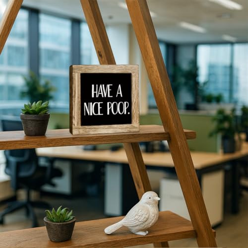 Restroom Wooden Box Sign, Have A Nice Poop, Wood Funny Bathroom Decoration Sign, Freestanding Decoration for Toilet Restroom, Rustic Wooden Tabletop Decor 5.9×5.9 inch - color: color33