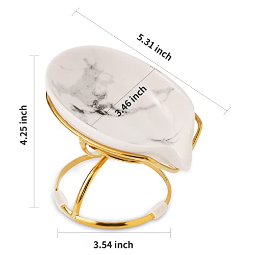 Dobbyby Leaf-Shaped Ceramic Soap Dish with Drain, Holder, Saver, Tray, Bar Soap Holder, Easy Cleaning, for Shower Bathroom Kitchen Sink Bathtub, Pro-Environment White - color: White