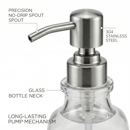 BOPPIE Set of 2 Handcrafted Mosaic Glass Soap Dispenser, Modern Countertop Hand & Dish Soap Dispenser for Bathroom Kitchen, Refillable Bottle with Stainless Steel Rust Proof Pump, Colorful Grid+Dot - color: Colorful Grid+dot