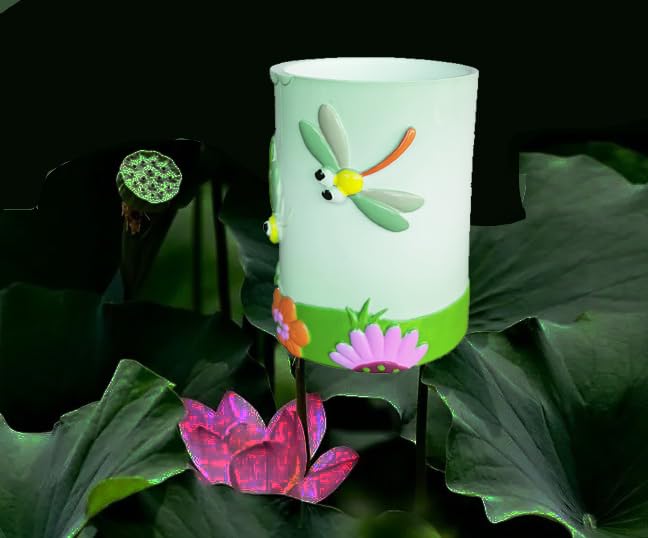 Wendin Cartoon Series Bath Accessory Set, Soap Dispenser Pump, Toothbrush Holder, Tumbler, Soap Dish Resin Art Color Decoration (Dragonfly Cup) - color: Dragonfly Cup