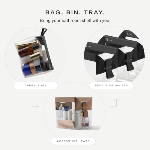 Cadence Parcel - Clear Travel Kit with Zipperless Magnetic Closure - Ink, Large - Durable, Leak-Resistant and TSA Approved Toiletry Bag - Modular Organization - Recycled TPU (2 Qt) - color: Ink, size: Large