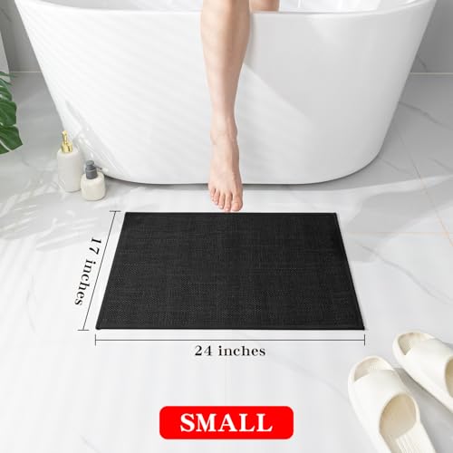 chakme Bathroom Rugs Mat 24x17, Ultra Thin Non Slip Bath Mat Small Quick Dry Absorbent Bath Mat for Bathroom Floor, (Black, 24"x17") - color: Black, size: 1'5" x 2' (Rectangular)