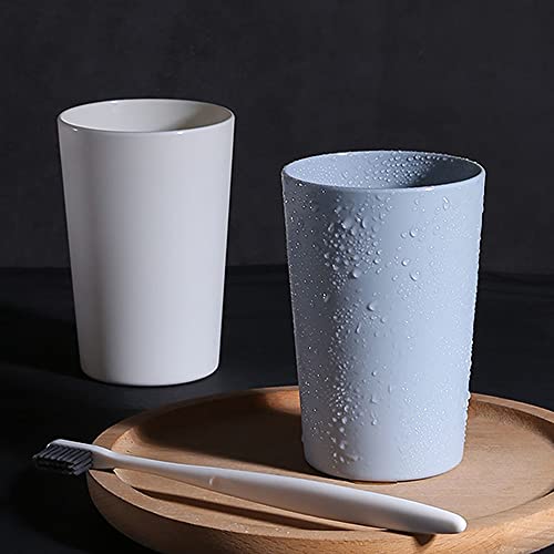 Simple Drinking Cup, Household Plastic Cup, Couple Toothbrush Holder, Large Capacity 300ml (10 oz) Mug (Blue & White)