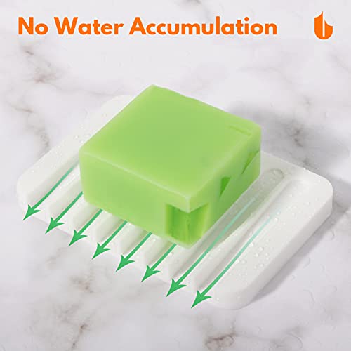Urbanstrive Soap Dish Shower Waterfall Soap Tray Holder for Bathroom, Kitchen, Counter Top, Flexible Silicone, Keep Soap Bars Dry, Easy Cleaning - White