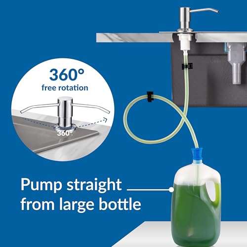Soap Dispenser for Kitchen Sink,Chrome Stainless Steel Countertop Dish Sink Soap Dispenser Pump with 47 '' Extension Tube kit - color: Chrome