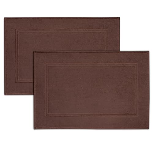 Tens Towels Pack of 2 Bath Mats 100% Cotton, 20 x 32 Inches, Super Absorbent, Hotel Quality Premium Floor Towels, Luxurious, Soft & Quick Dry, Not a Bathroom Rug (Brown) - color: Brown