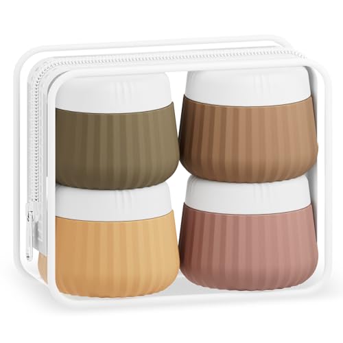 Mrsdry Travel Containers for Toiletries 4 Pack, TSA Approved Travel Size Toiletries, Travel Size Containers, With Clear Bag Leak Proof Silicone Jars, Travel Essentials Creams Jars Carrying Small Items - color: Apricot, size: 3 oz