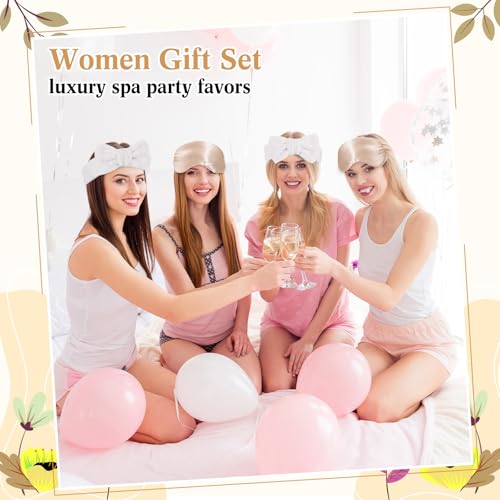 6 Set Spa Gifts Bulk for Women, Sleepover Party Favors Supplies for Bridesmaid Bridal Shower Wedding Guests Baby Shower Birthday Gift with Towels Socks Hair Tie Clip Eye Masks(White) - color: White