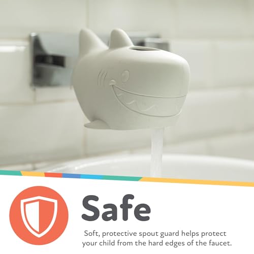 Nuby Bathtub Safety Spout Guard - Compatible with Most Standard Faucets - Bath Toys - Shark - style: Shark