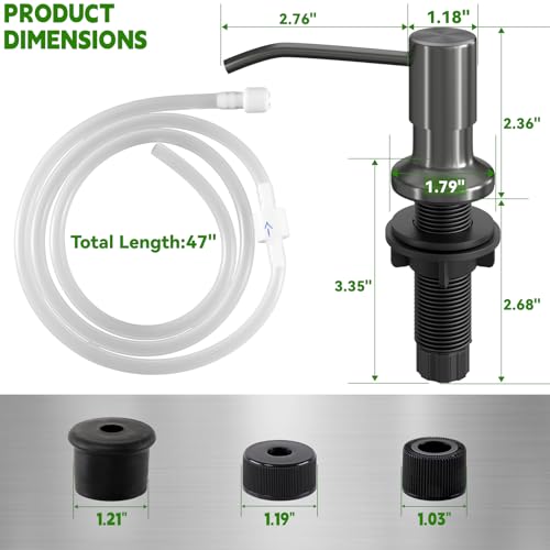 Kitchen Sink Soap Dispenser, Built in SoapDispenser, 47" Extension Tube kit, Counter Lotion Dispenser Pump, No Need More Refills (Gray) - color: Gray