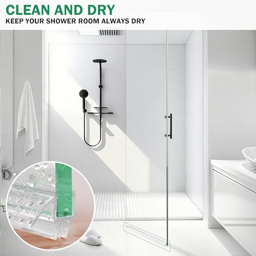 Shower Door Bottom Seal with Sweep 2Pack, 39"(990mm) Length PVC Clear Strips for 3/8"(10mm) Thick Frameless Glass Door, to Stop Water Leaking - size: 39 inch long,for 10mm glass