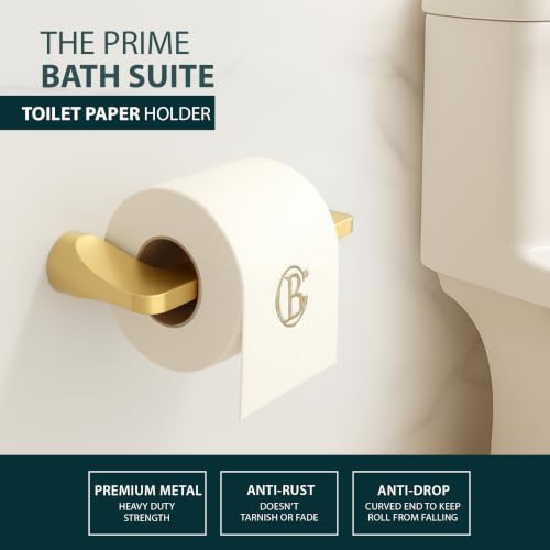 Mega Handles Bathroom Towel Holder Set - 4 Pieces Bathroom Accessories Sets - Heavy Duty Bathroom Accessory Set, 25'' Towel Bar, Robe Hooks & Toilet Paper Holder Wall Mounted - Satin Brass Bath Suite - color: Satin Brass