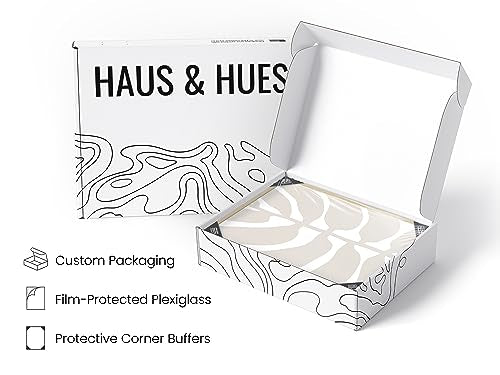 HAUS AND HUES Neutral Wall Decor - Set of 3 Minimalist Art, Boho Art Decor for Living Room, Frameable Botanical Prints (Beige Frame, 12x16) - color: Beige Leaves, size: 12"L x 16"W, style: Beige Framed